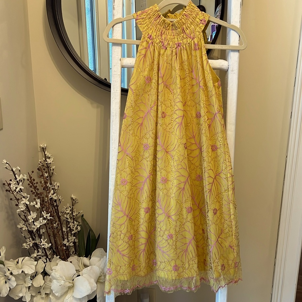 NWT Traffic People Yellow One Fine Day Sleeveless Lace Dress.  Size XS